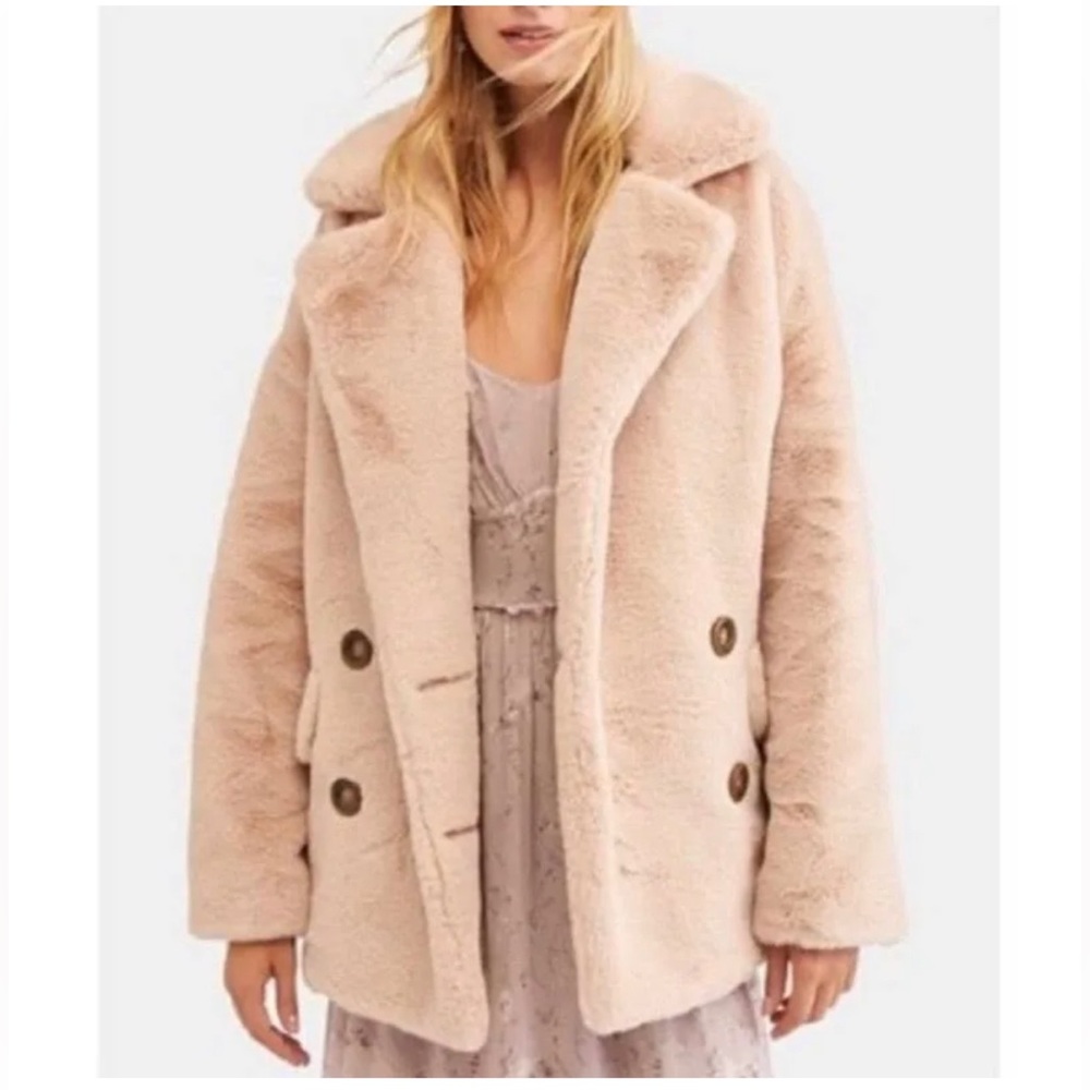 Free People Double Breasted Teddy Coat - S